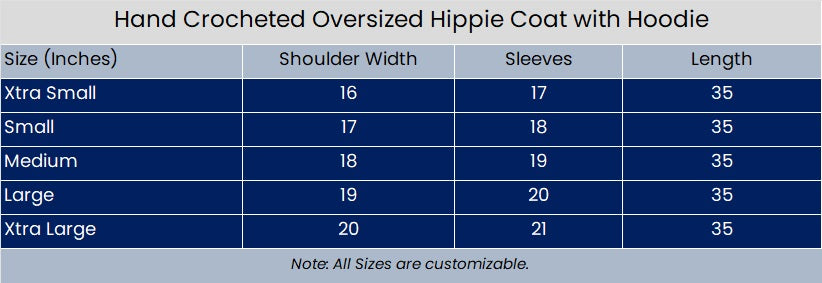 Hand Crocheted Oversized Hippie Coat with Hoodie