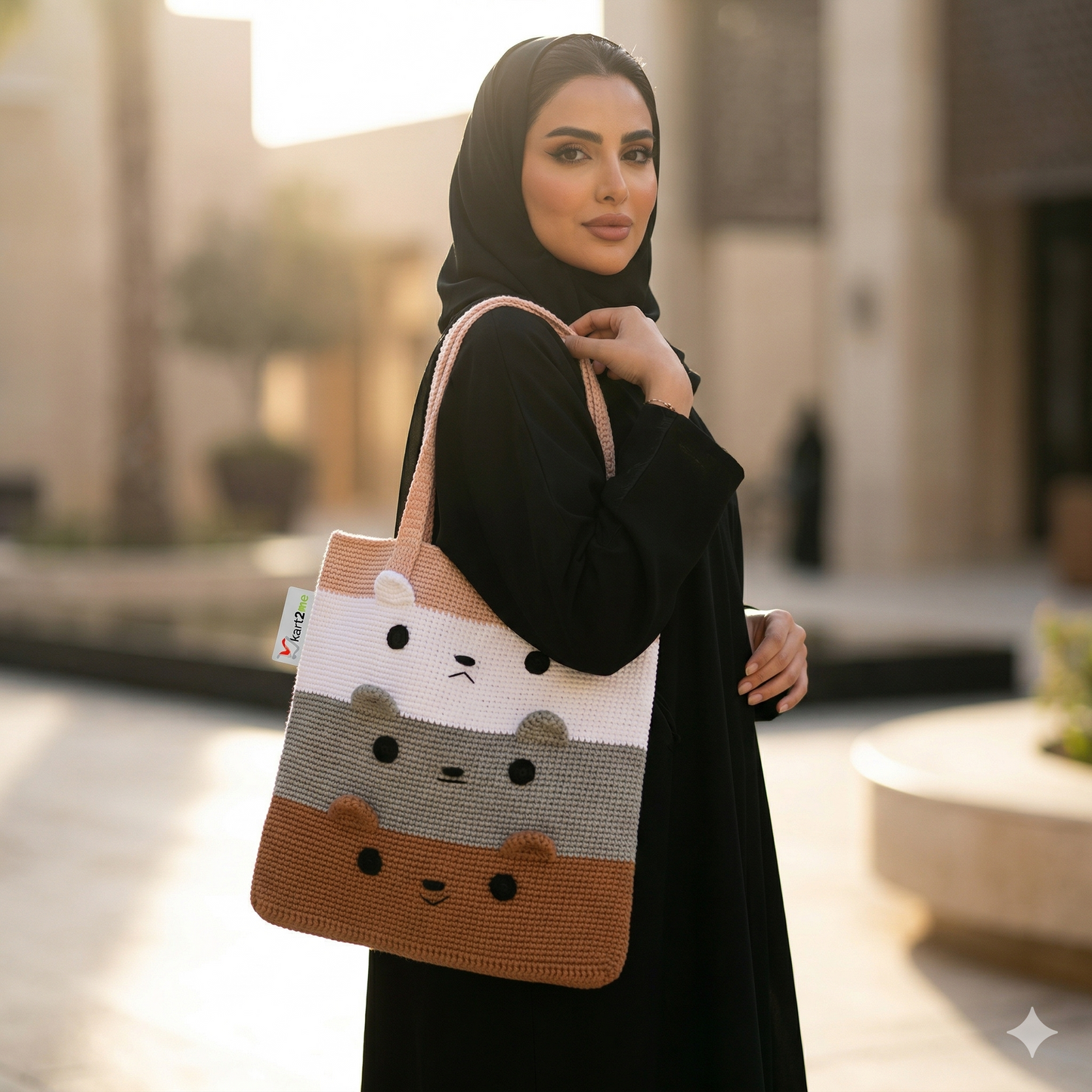 حقيبة يد كروشيه بثلاثة دببة