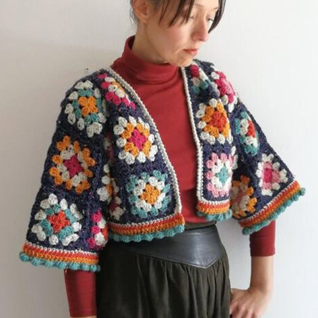 Hand Crocheted Granny Cropped Jacket
