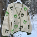 Hand Crocheted Green Bears Sweater