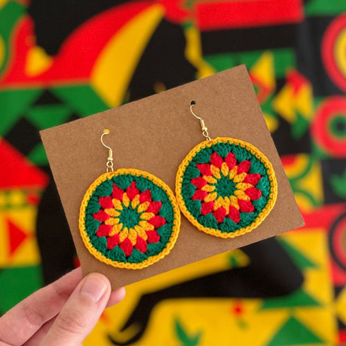 Hand Crocheted Multicolor Round Earrings