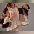 Hand Crocheted Square Patch Cropped Cardigan with Baggie Sleeves