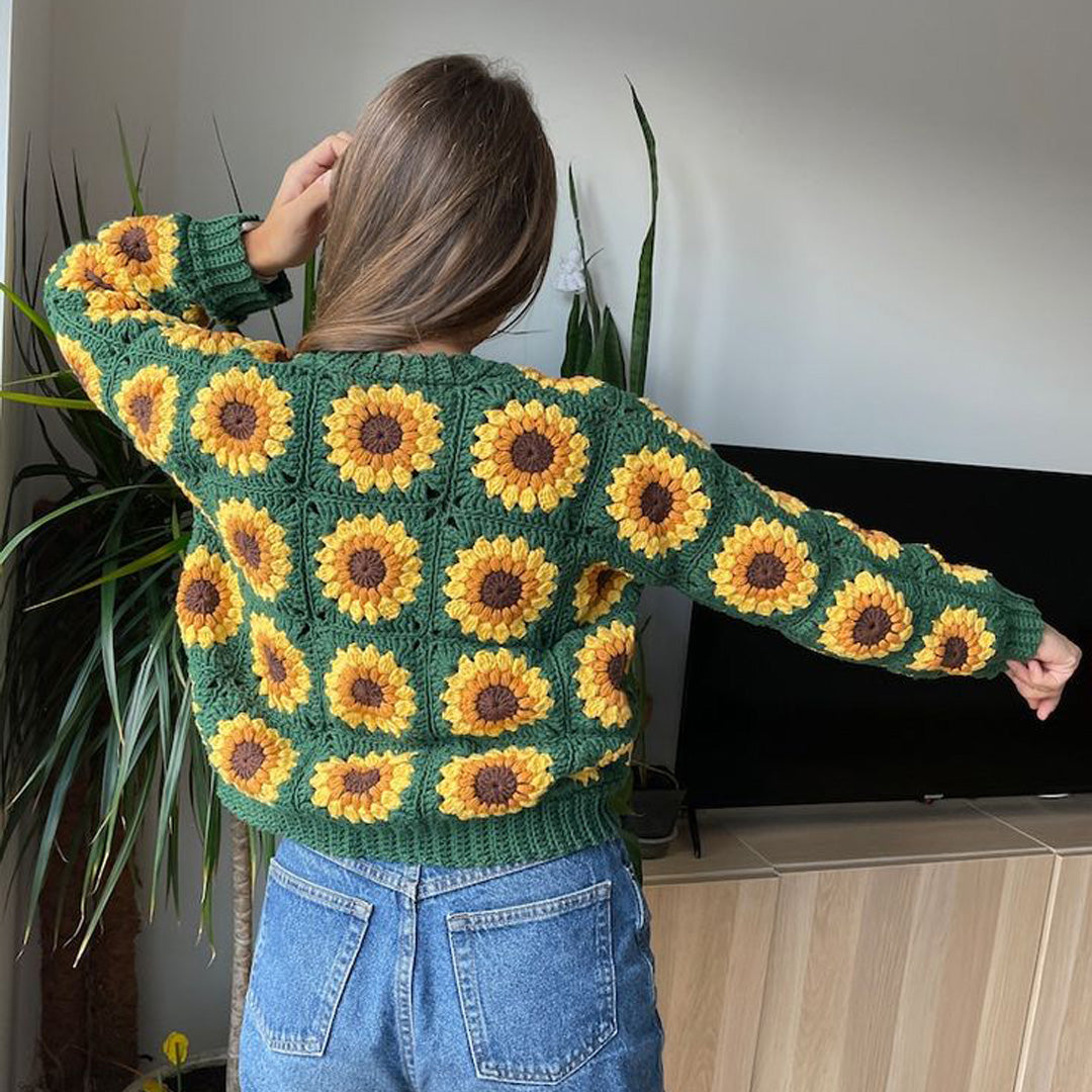 Hand Crocheted Sunflower Cardigan