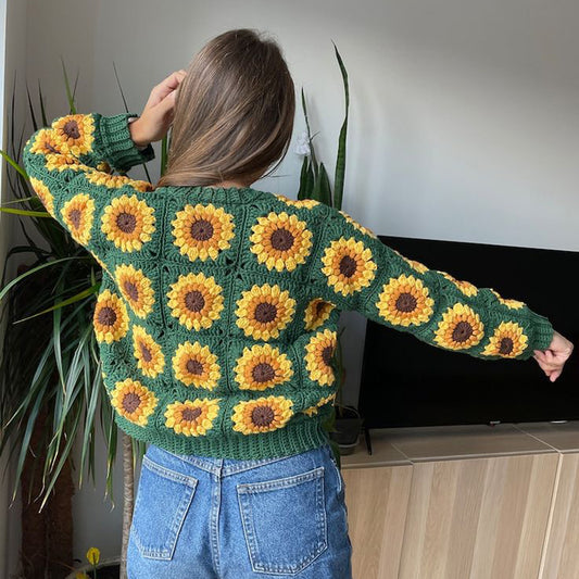 Hand Crocheted Sunflower Cardigan