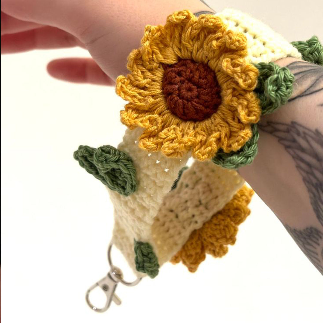 Hand Crocheted Sunflower Wristlet