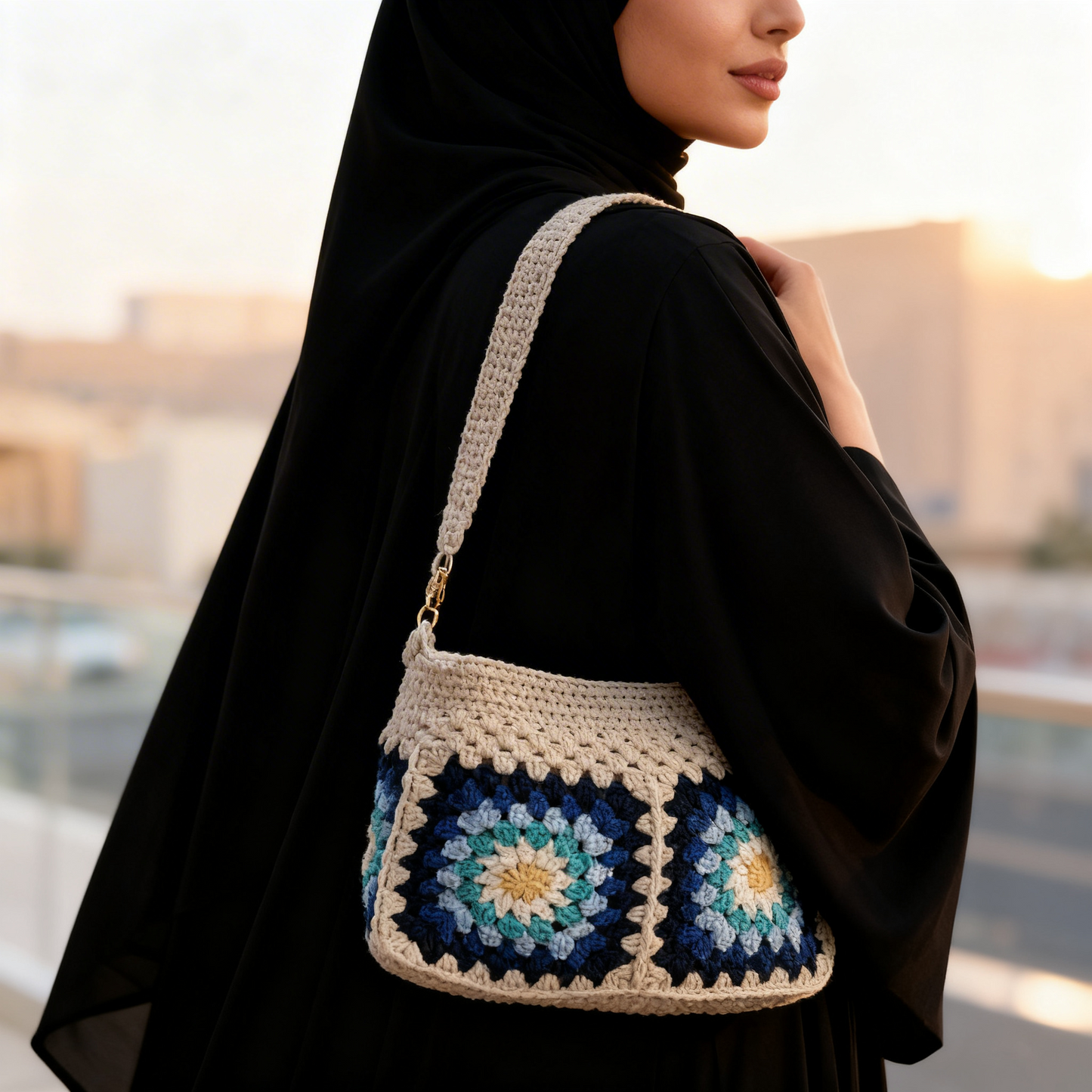 حقيبة كتف مستطيلة مصنوعة يدويًا